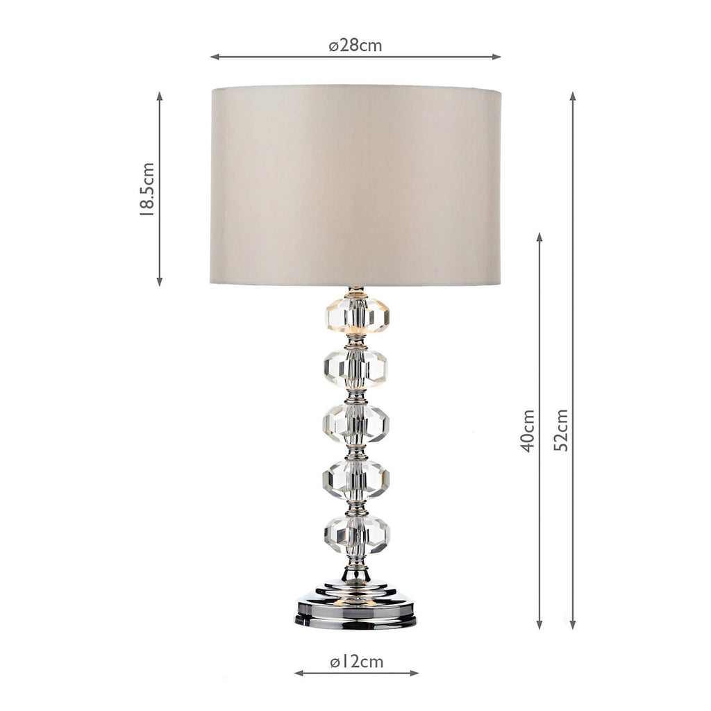 Oleana Table Lamp Polished Chrome Crystal With Shade <br>Polished Chrome