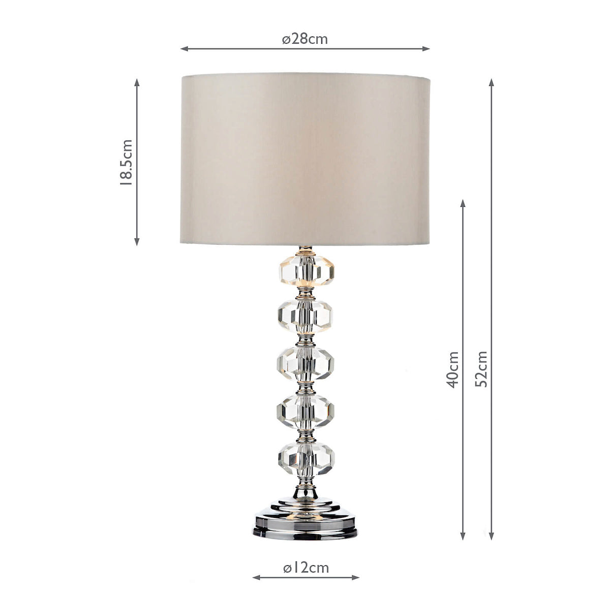 Oleana Table Lamp Polished Chrome Crystal With Shade <br>Polished Chrome