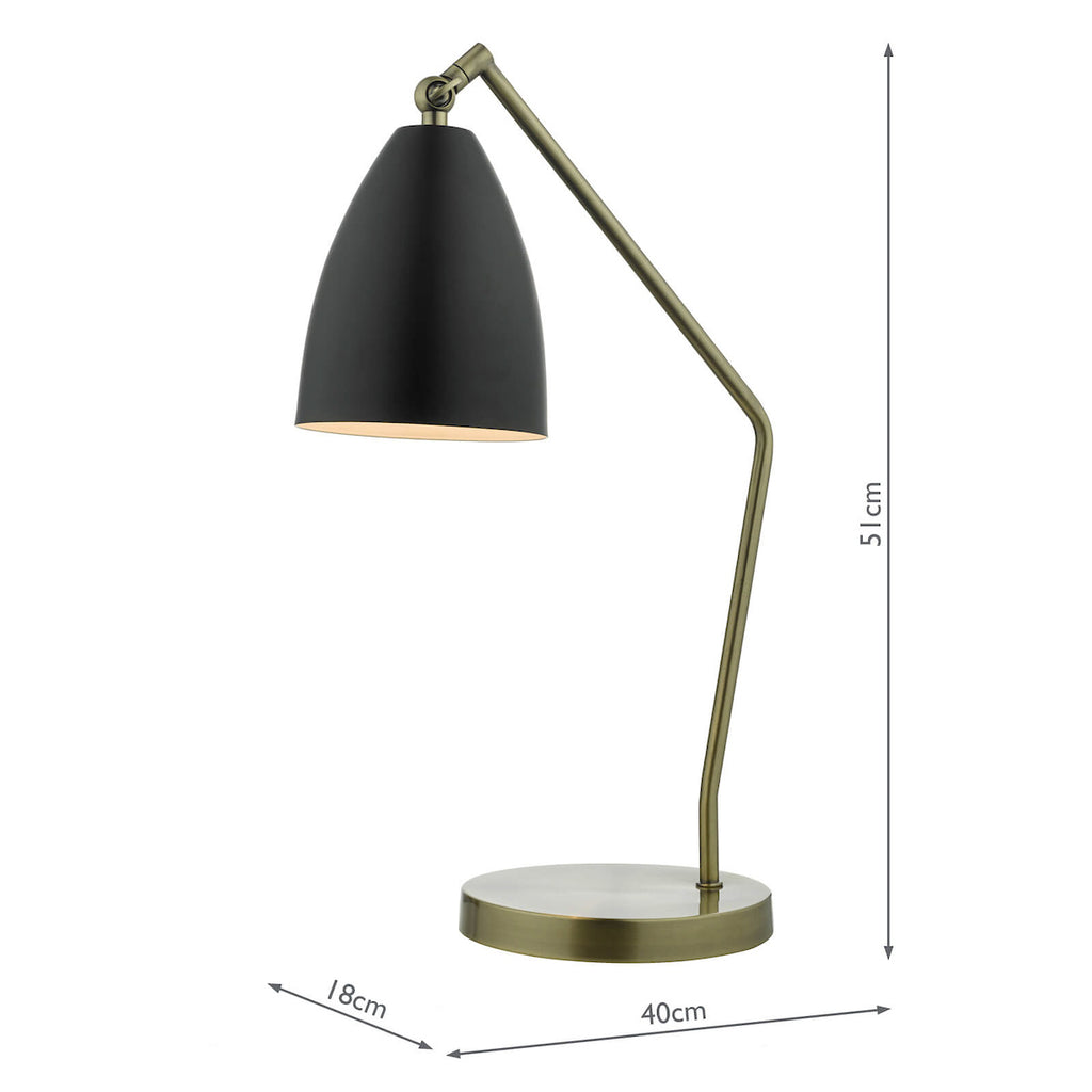 Olly Task Table Lamp Antique Brass Black<br>Antique Brass