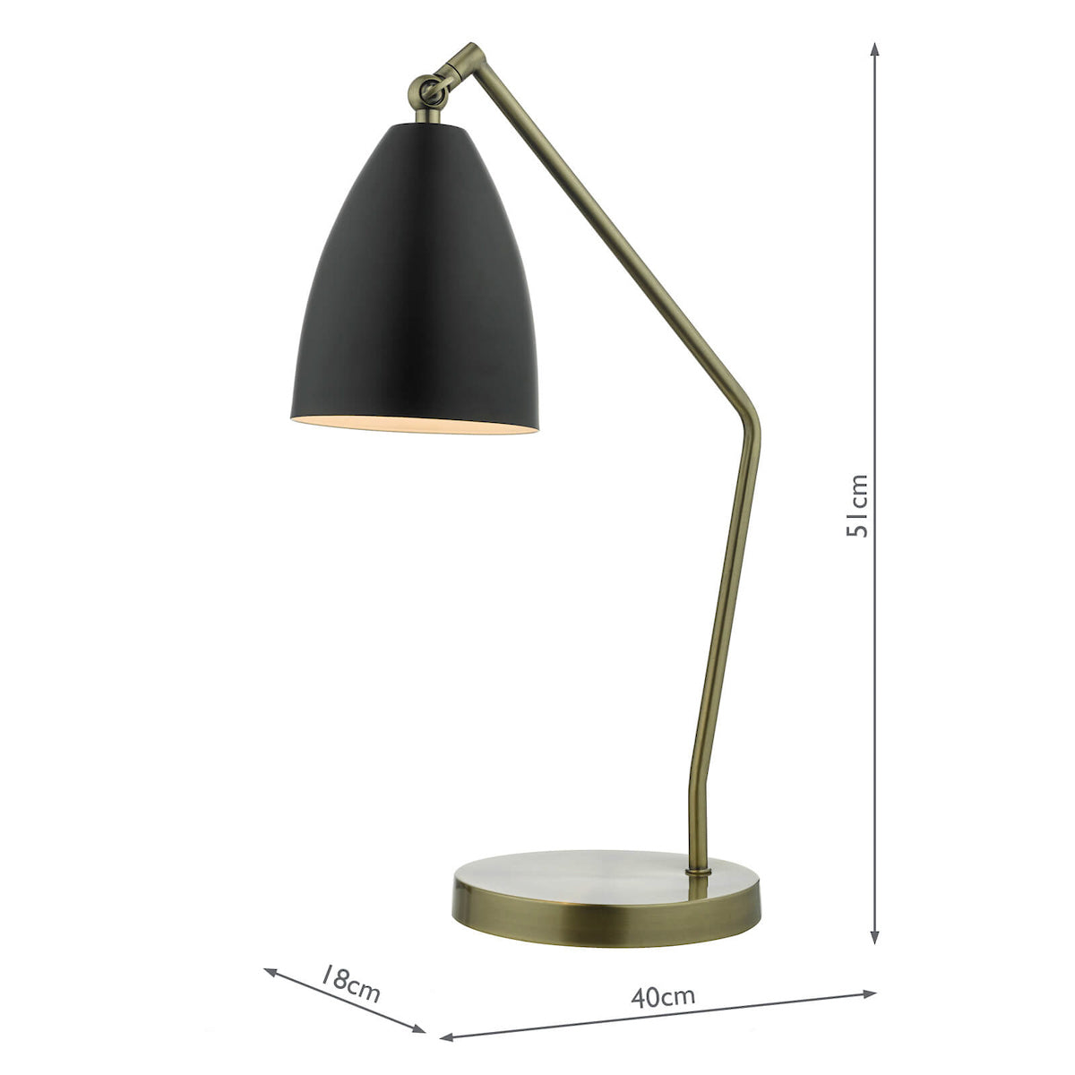 Olly Task Table Lamp Antique Brass Black<br>Antique Brass