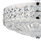 Olona 3 Light Semi Flush Polished Chrome Crystal Beads and Glass Diffuser<br>Polished Chrome