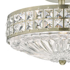 Olona 3L Light Semi Flush Antique Brass Crystal Beads and Glass Diffuser<br>Antique Brass