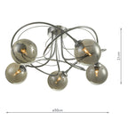 Onawa 5 Light Semi Flush Polished Chrome With Smoked Glass<br>Polished Chrome