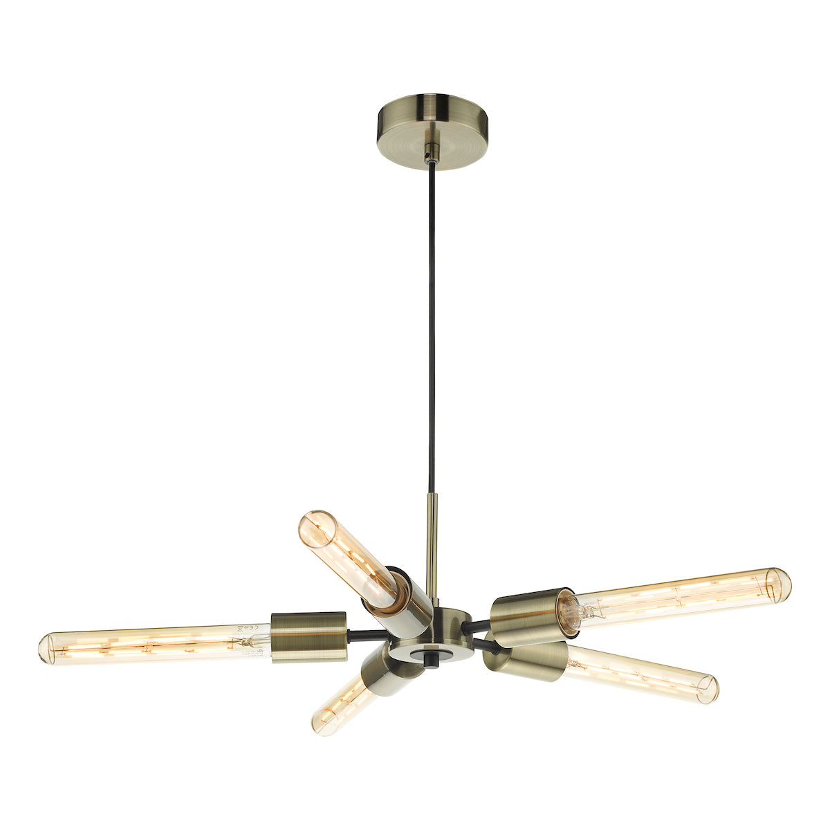 Onika 5 Light Pendant Antique Brass Matt Black<br>Antique Brass