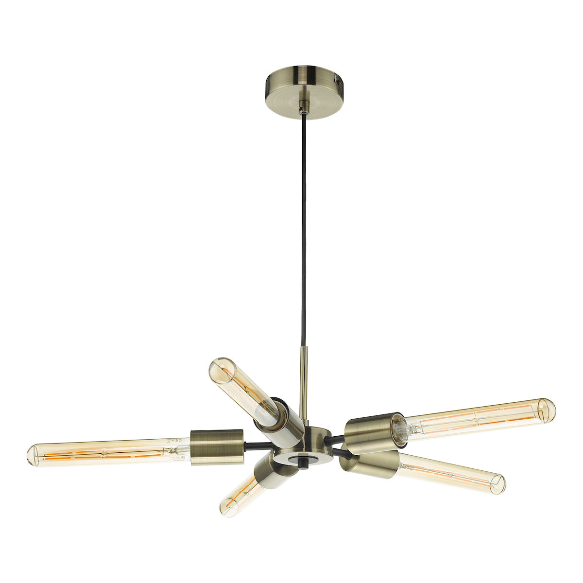 Onika 5 Light Pendant Antique Brass Matt Black<br>Antique Brass