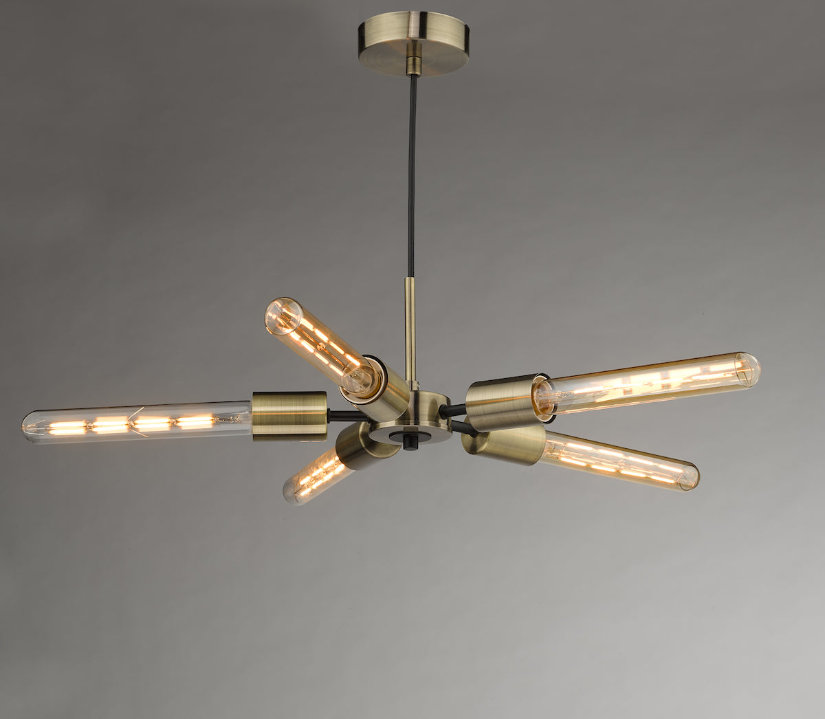 Onika 5 Light Pendant Antique Brass Matt Black<br>Antique Brass