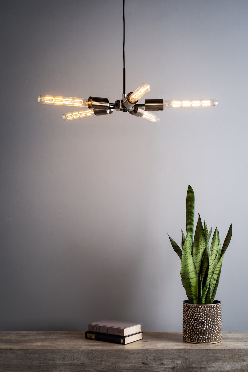 Onika 5 Light Pendant Antique Brass Matt Black<br>Antique Brass