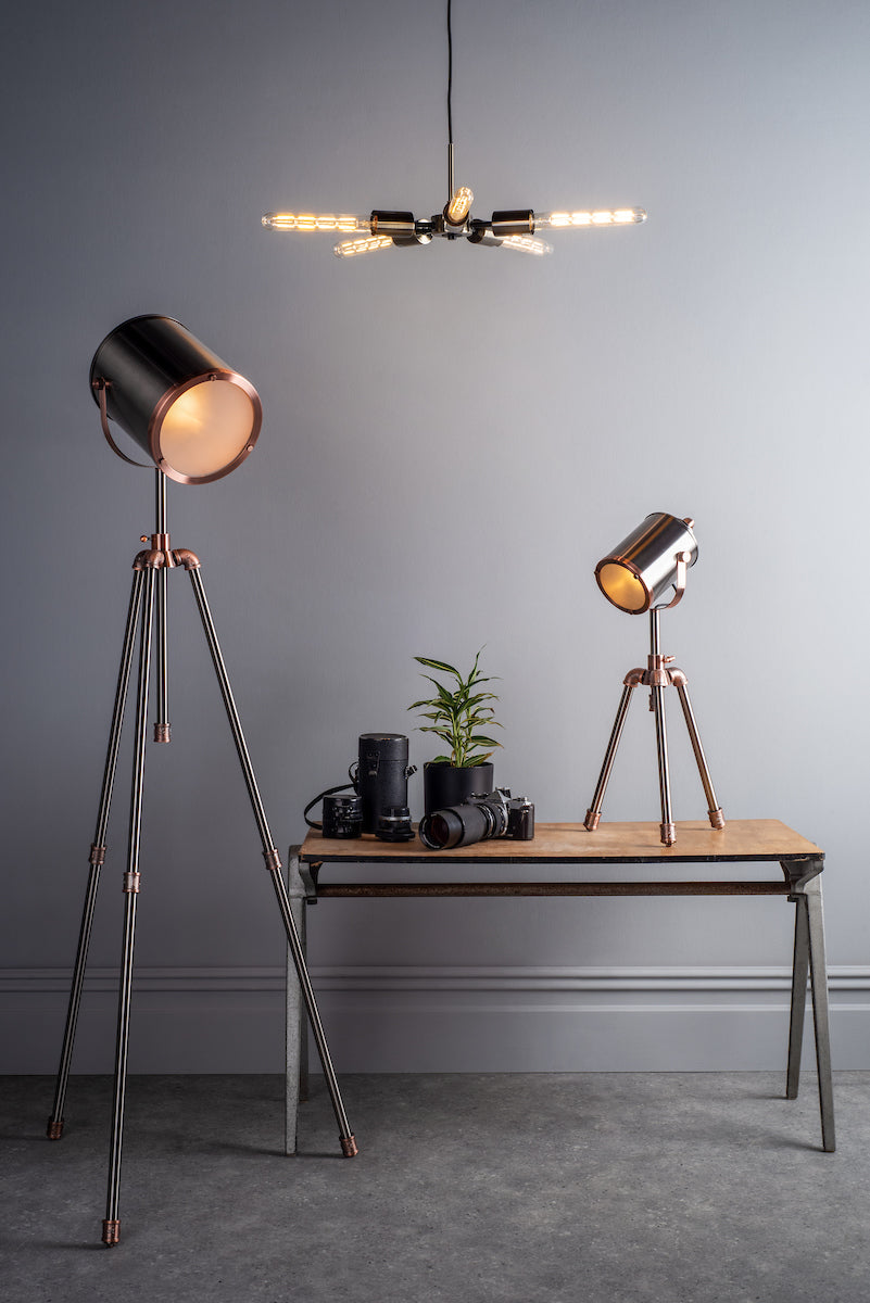 Onika 5 Light Pendant Antique Brass Matt Black<br>Antique Brass