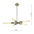 Onika 5 Light Pendant Antique Brass Matt Black<br>Antique Brass