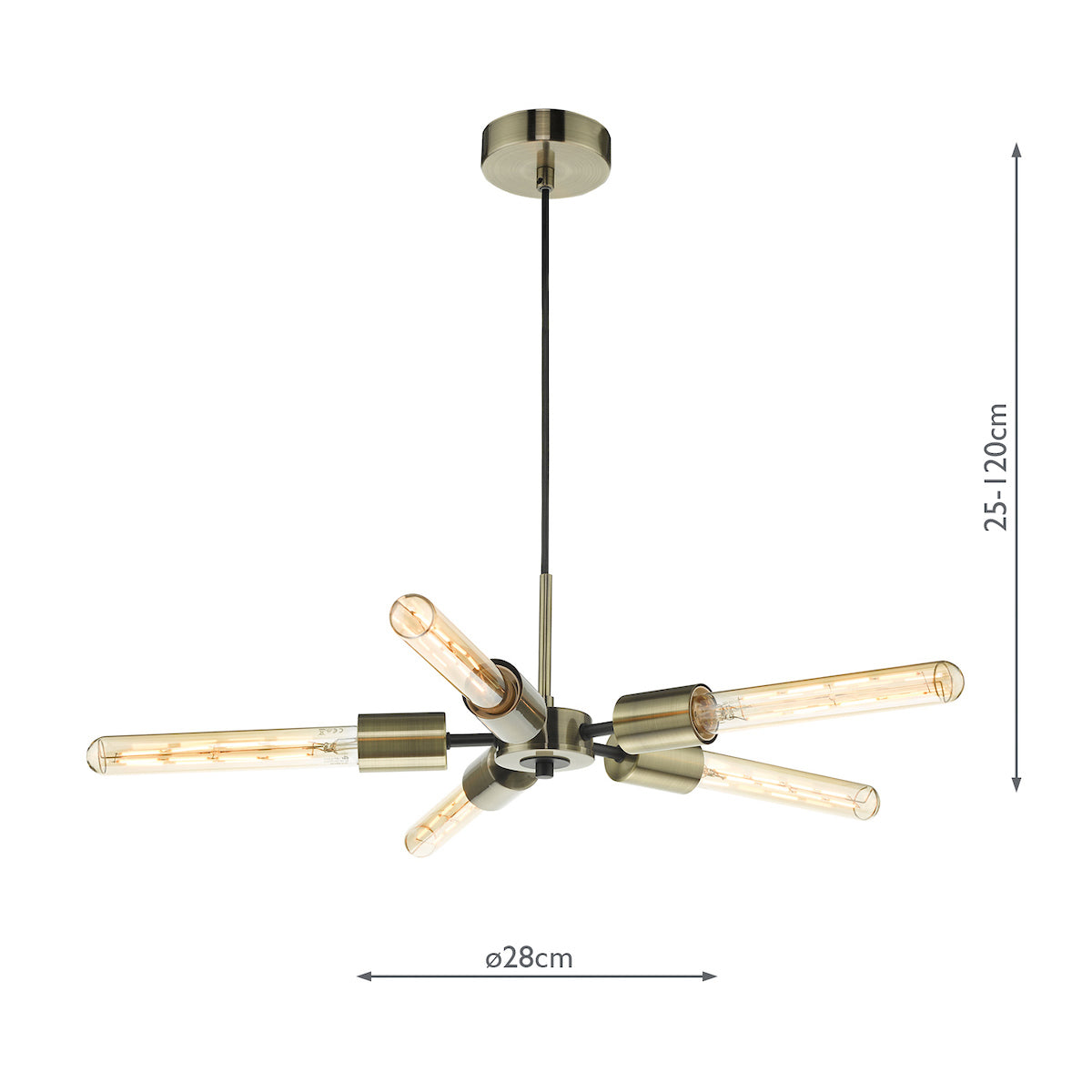 Onika 5 Light Pendant Antique Brass Matt Black<br>Antique Brass