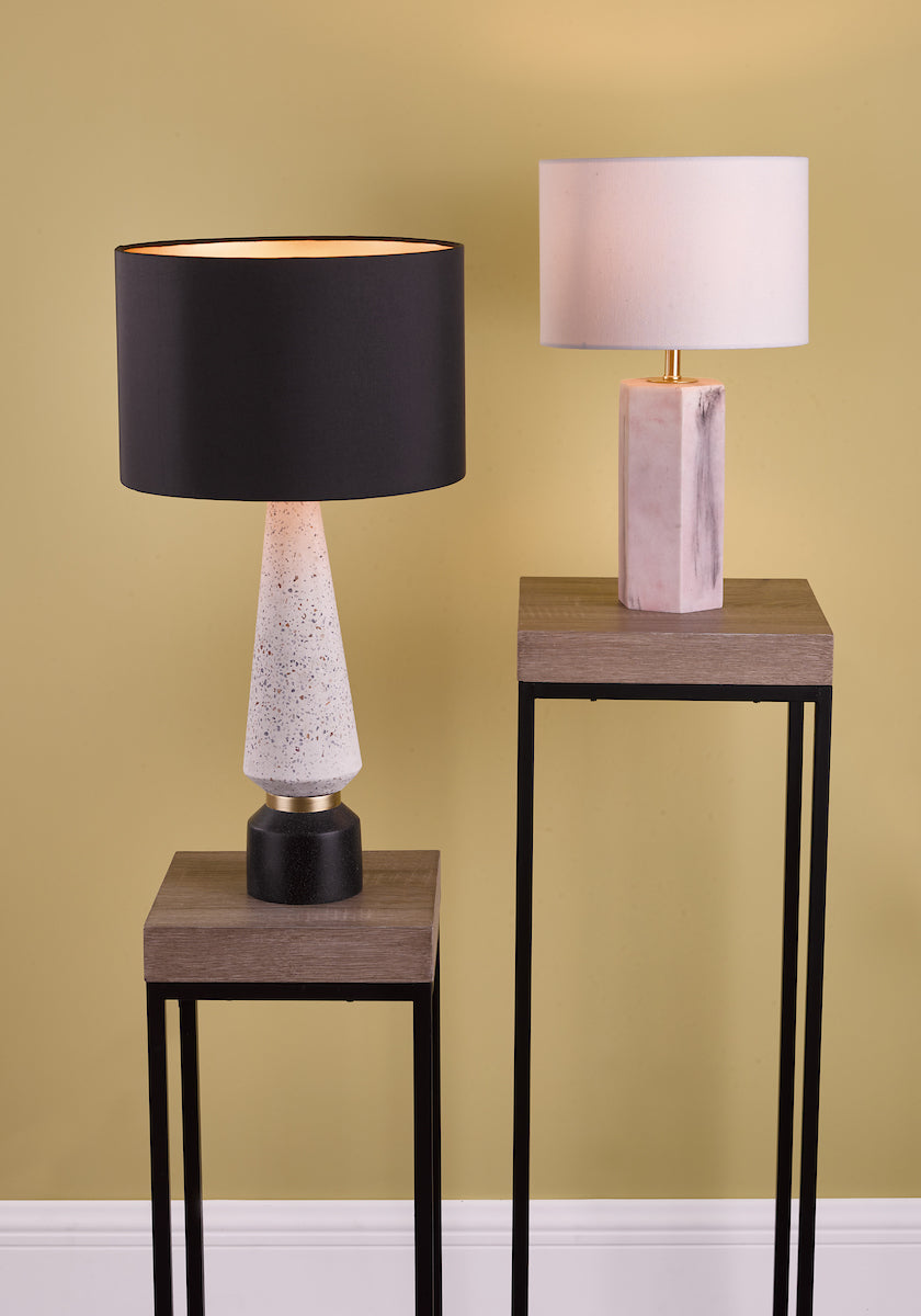 Onora Table Lamp White & Black With Shade <br>Matt Stone