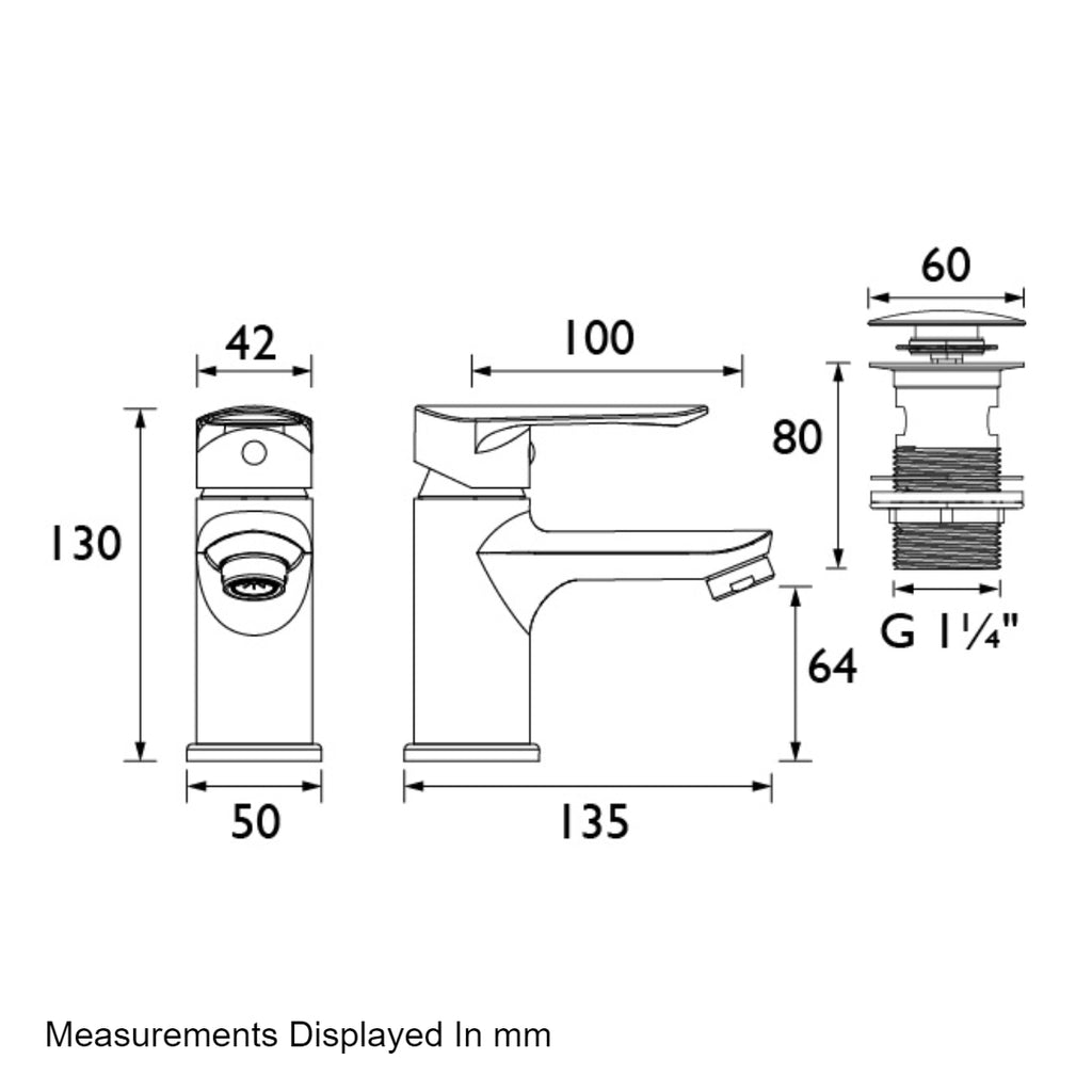Bristan Opus Basin Mixer with Clicker Waste - Chrome