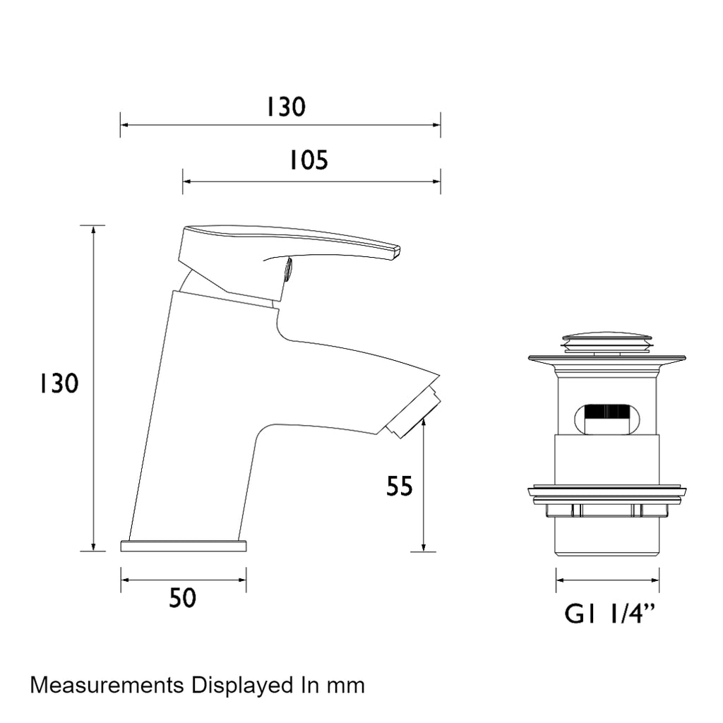 Bristan Orta Basin Mixer with Clicker Waste - Chrome