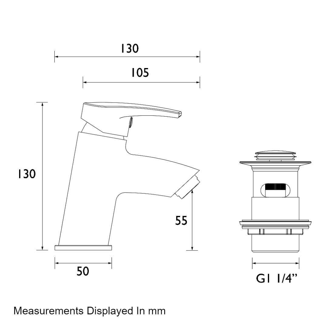 Bristan Orta Basin Mixer with Clicker Waste - Chrome