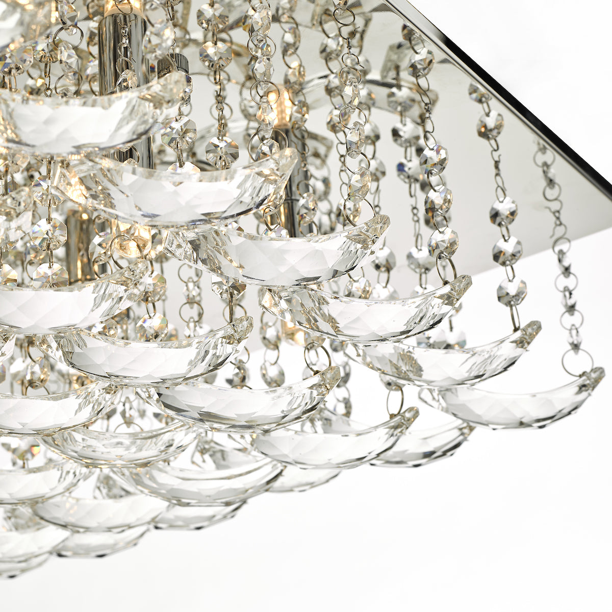 Orella 9 Light Flush Polished Chrome & Crystal<br>Polished Chrome
