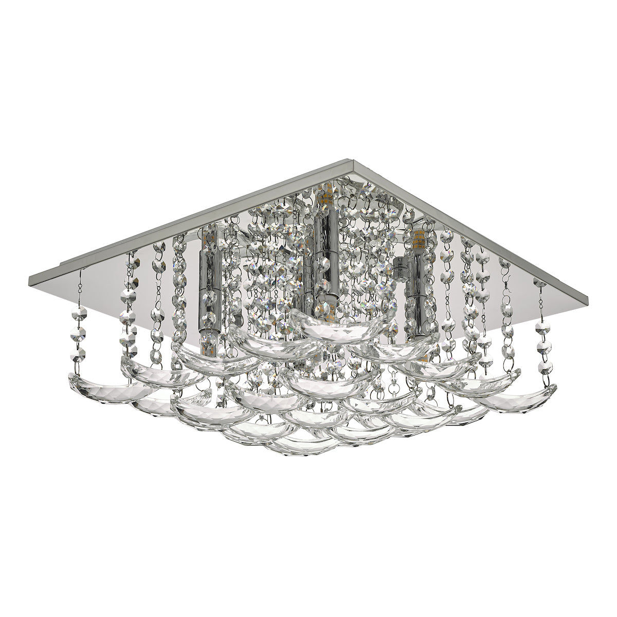 Orella 5 Light Flush Polished Chrome & Crystal<br>Polished Chrome