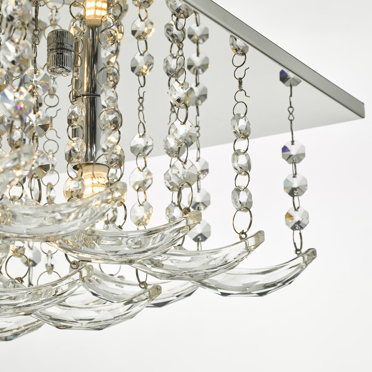 Orella 5 Light Flush Polished Chrome & Crystal<br>Polished Chrome