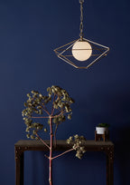Orsini 1 Light Pendant Antique Gold Opal Glass Shade<br>Gold Leaf