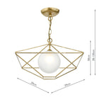Orsini 1 Light Pendant Antique Gold Opal Glass Shade<br>Gold Leaf