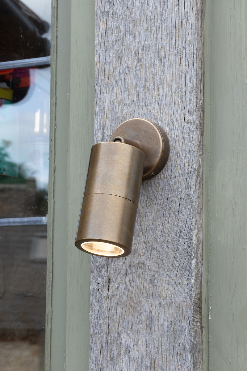Ortega Outdoor Single Spotlight Natural Brass IP65<br>Aged Brass