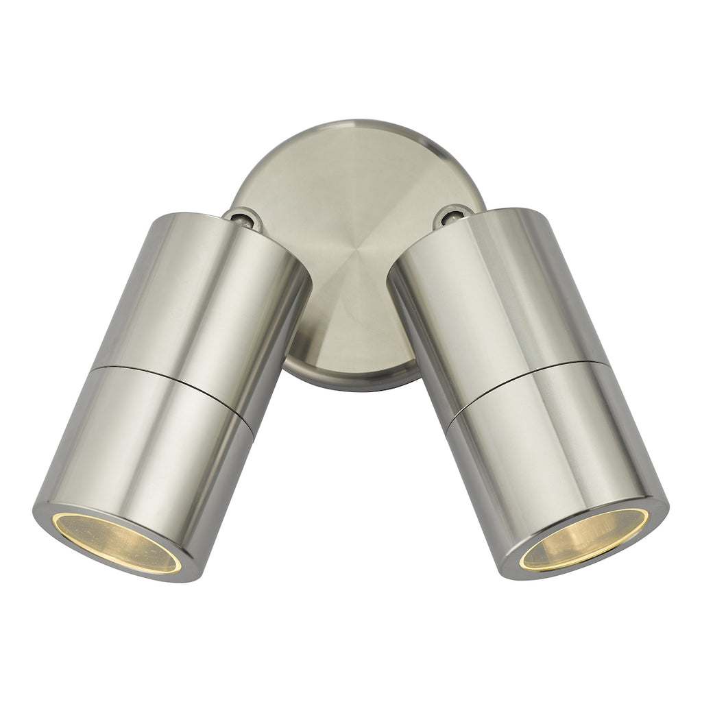Ortega Outdoor 2 Light Wall Spotlight Aluminium IP65<br>Brushed Aluminium