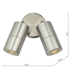 Ortega Outdoor 2 Light Wall Spotlight Aluminium IP65<br>Brushed Aluminium