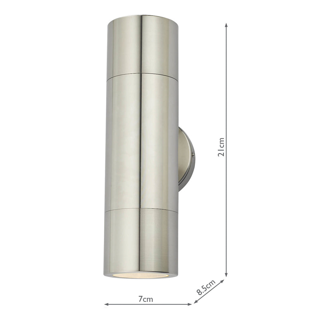 Ortega Outdoor 2 Light Wall Light Aluminium IP65<br>Brushed Aluminium