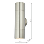 Ortega Outdoor 2 Light Wall Light Aluminium IP65<br>Brushed Aluminium