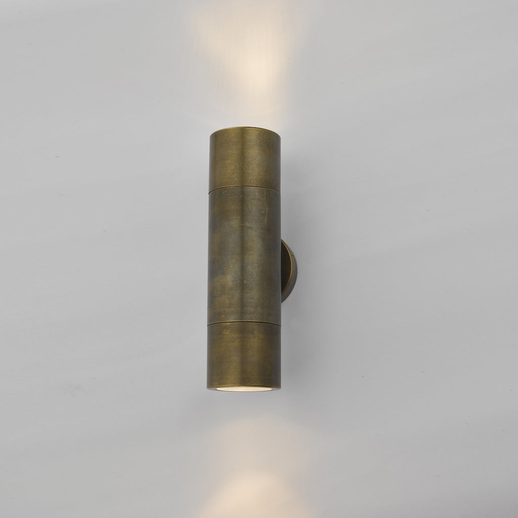 Ortega Outdoor 2 Light Wall Light Natural Brass IP65<br>Aged Brass