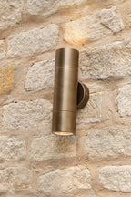 Ortega Outdoor 2 Light Wall Light Natural Brass IP65<br>Aged Brass