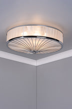 Oslo 3 Light Flush Polished Chrome/ White<br>Polished Chrome