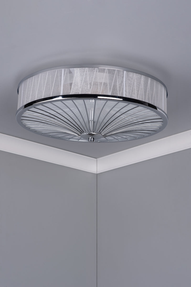 Oslo 3 Light Flush Polished Chrome/ White<br>Polished Chrome
