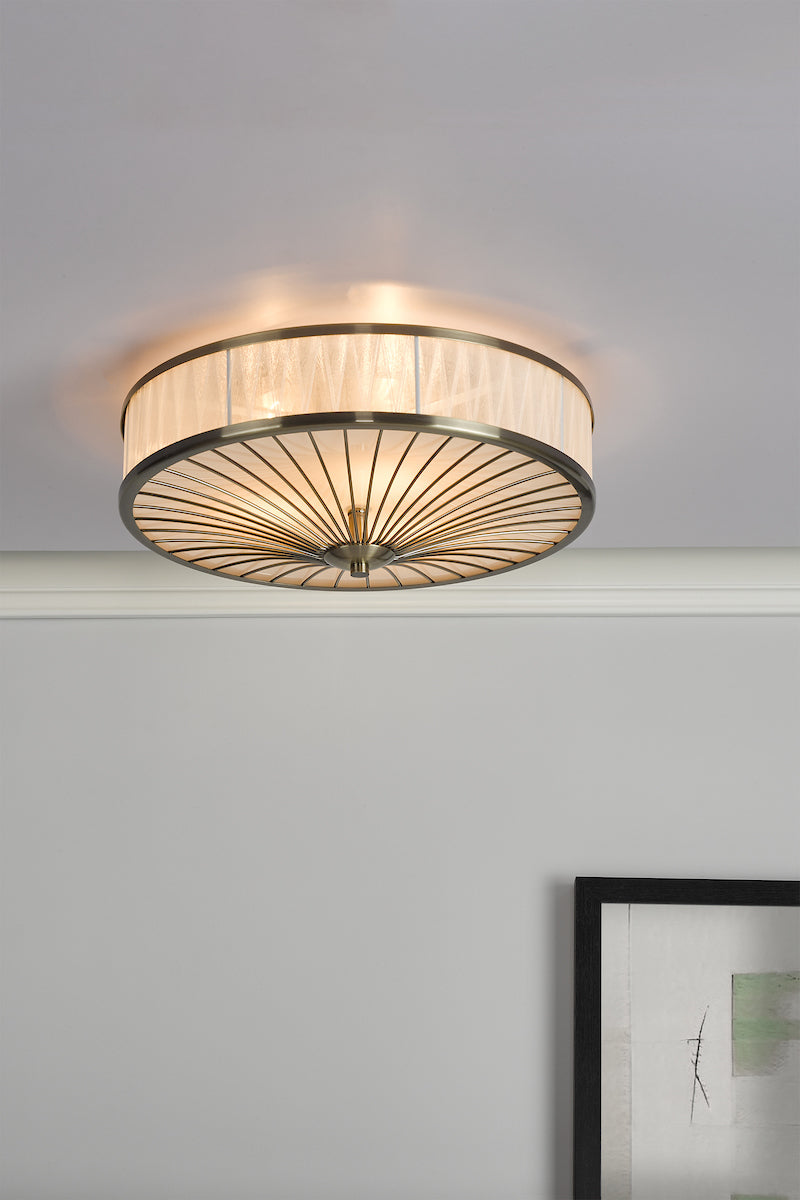 Oslo 3 Light Flush Antique Brass<br>Antique Brass