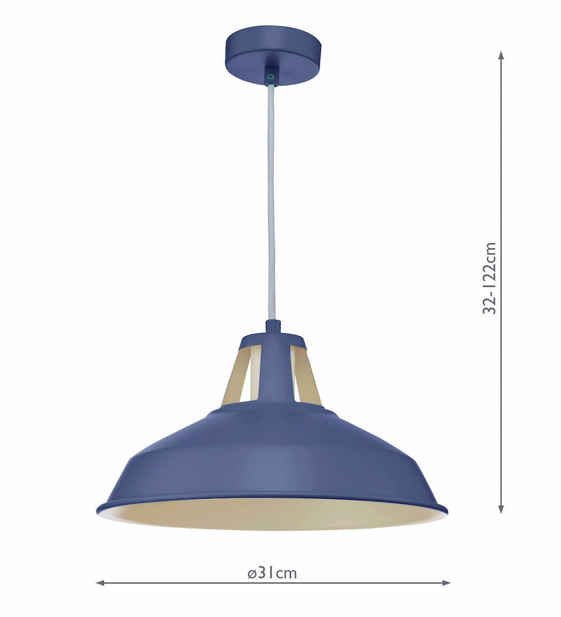 Owain 1 Light Pendant Blue<br>Matt Blue