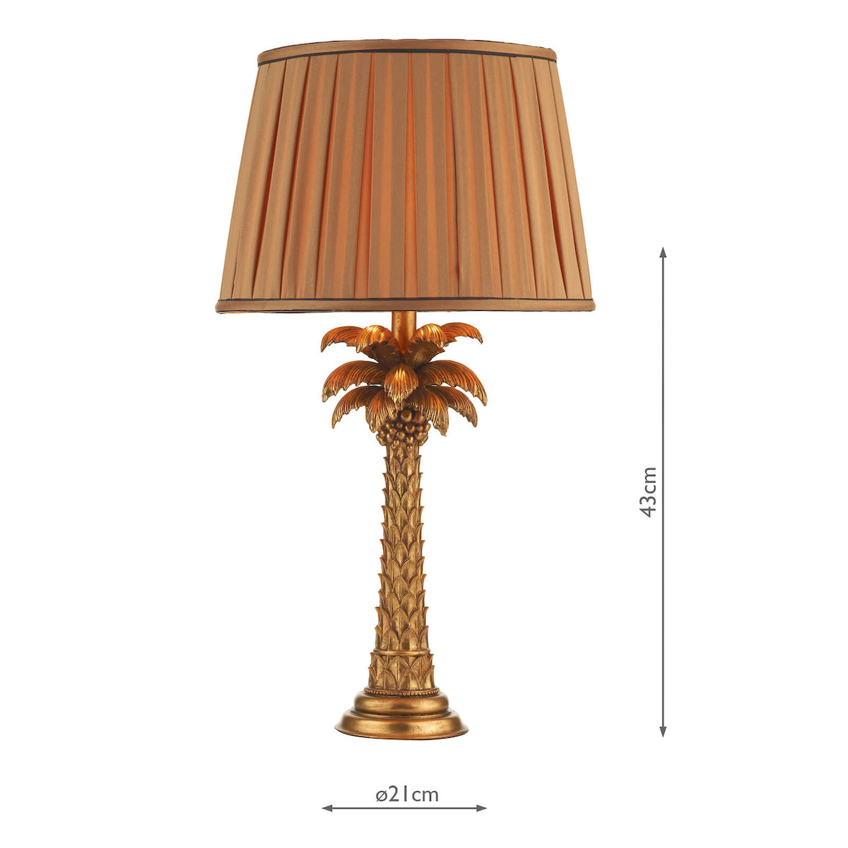 Palm Table Lamp Gold Base Only<br>Matt Gold
