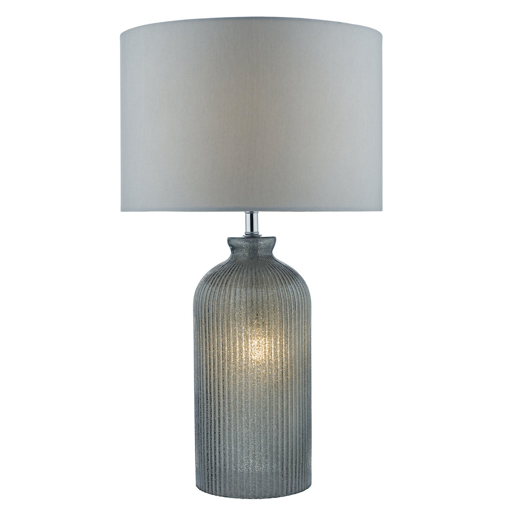 Pamplona Dual Light Table Lamp Grey Glass With Shade <br>Grey Glass