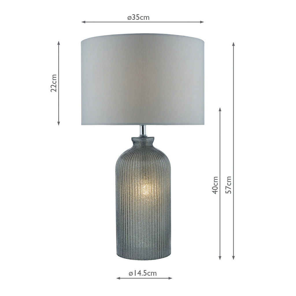 Pamplona Dual Light Table Lamp Grey Glass With Shade <br>Grey Glass