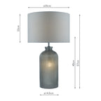 Pamplona Dual Light Table Lamp Grey Glass With Shade <br>Grey Glass