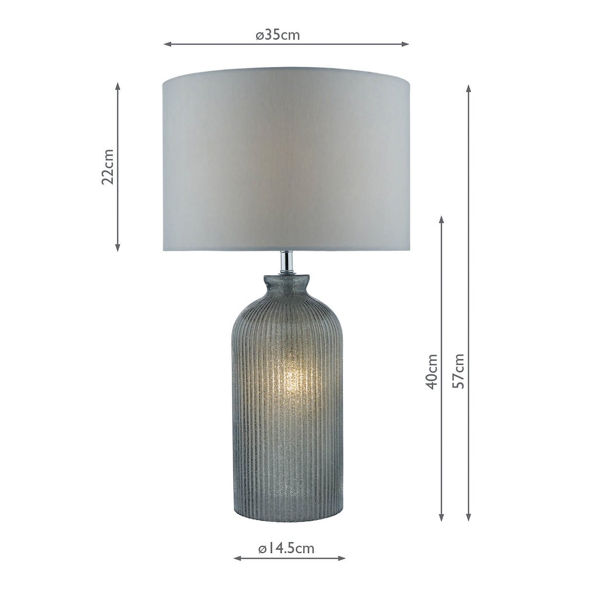 Pamplona Dual Light Table Lamp Grey Glass With Shade <br>Grey Glass