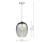 Patrice 1 Light Pendant Silver Glass<br>Silver Mirror