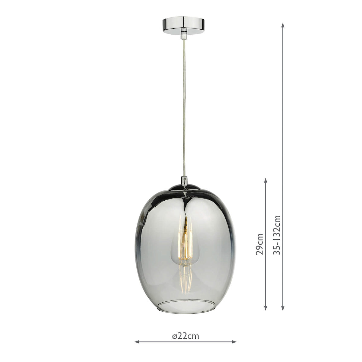 Patrice 1 Light Pendant Silver Glass<br>Silver Mirror