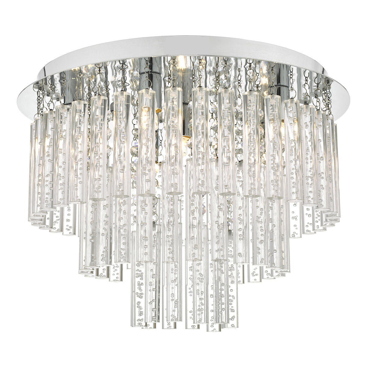 Paulita Bathroom 5 Light Flush Polished Chrome Glass IP44<br>Polished Chrome