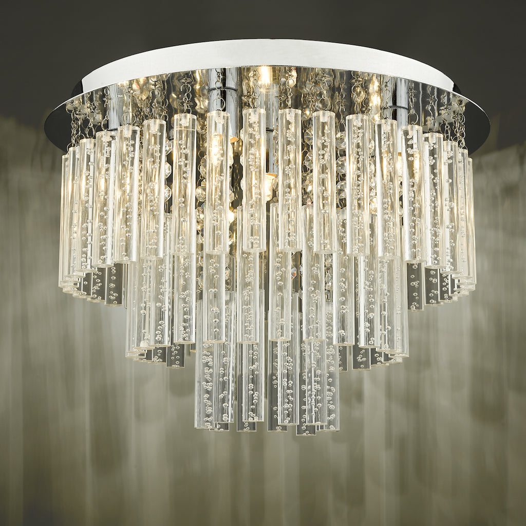 Paulita Bathroom 5 Light Flush Polished Chrome Glass IP44<br>Polished Chrome