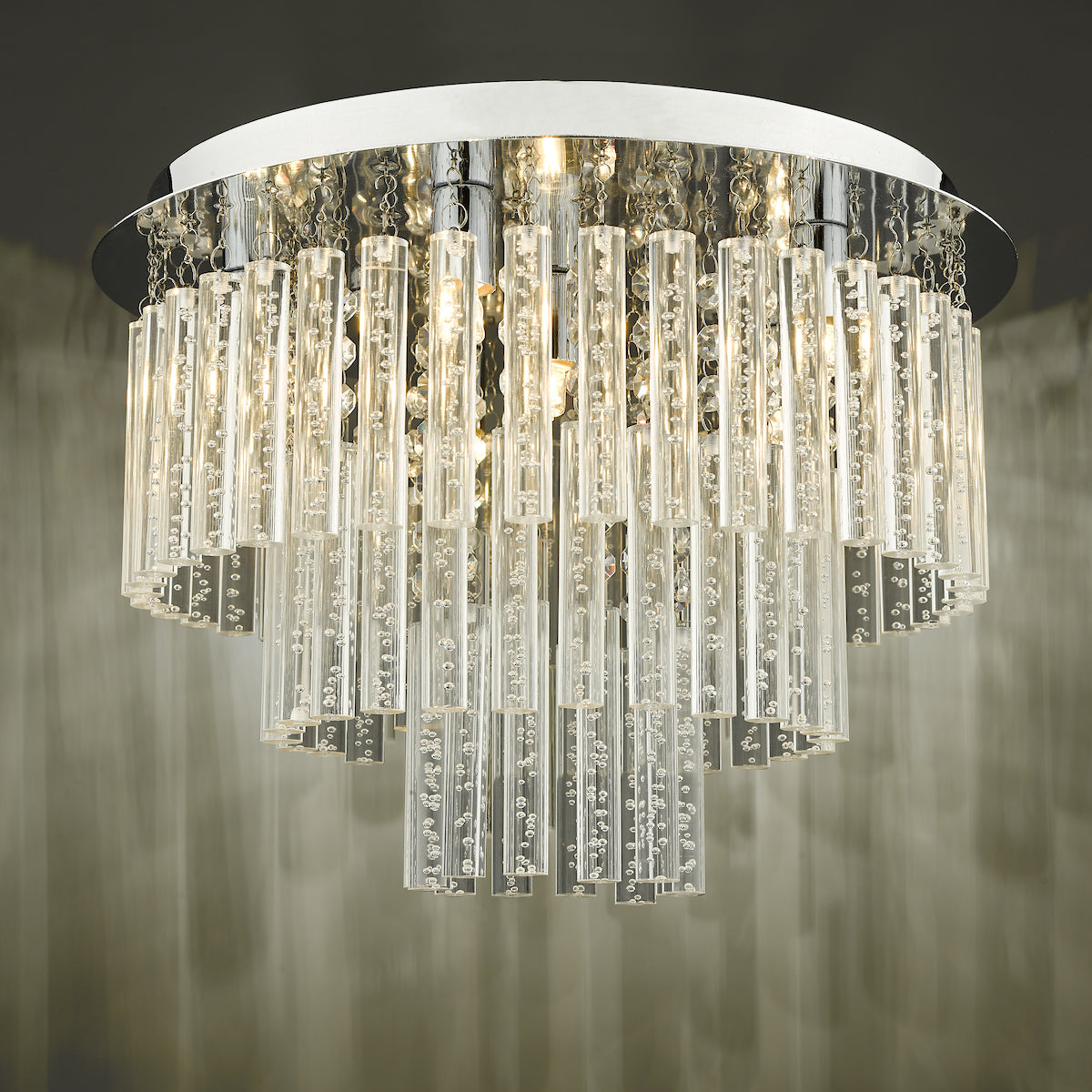 Paulita Bathroom 5 Light Flush Polished Chrome Glass IP44<br>Polished Chrome