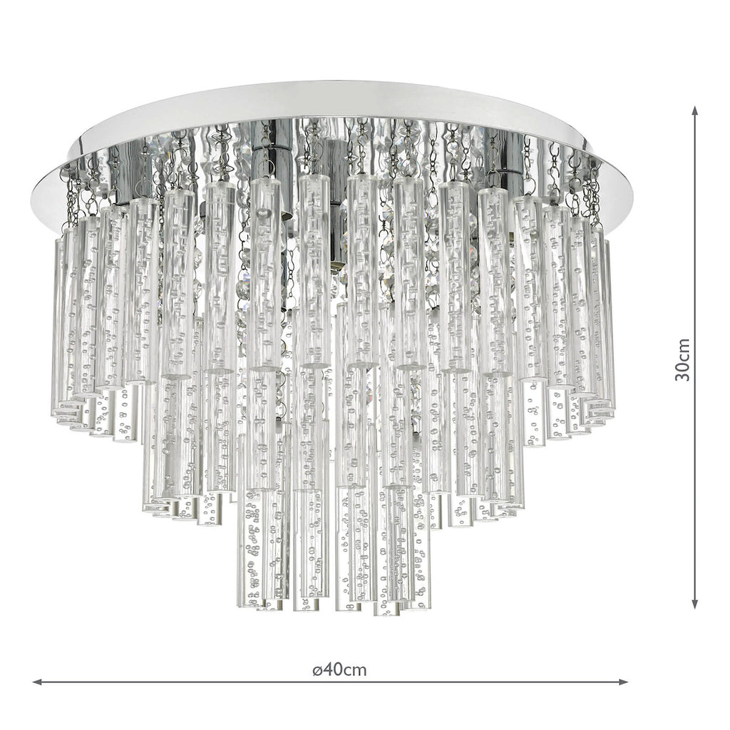 Paulita Bathroom 5 Light Flush Polished Chrome Glass IP44<br>Polished Chrome