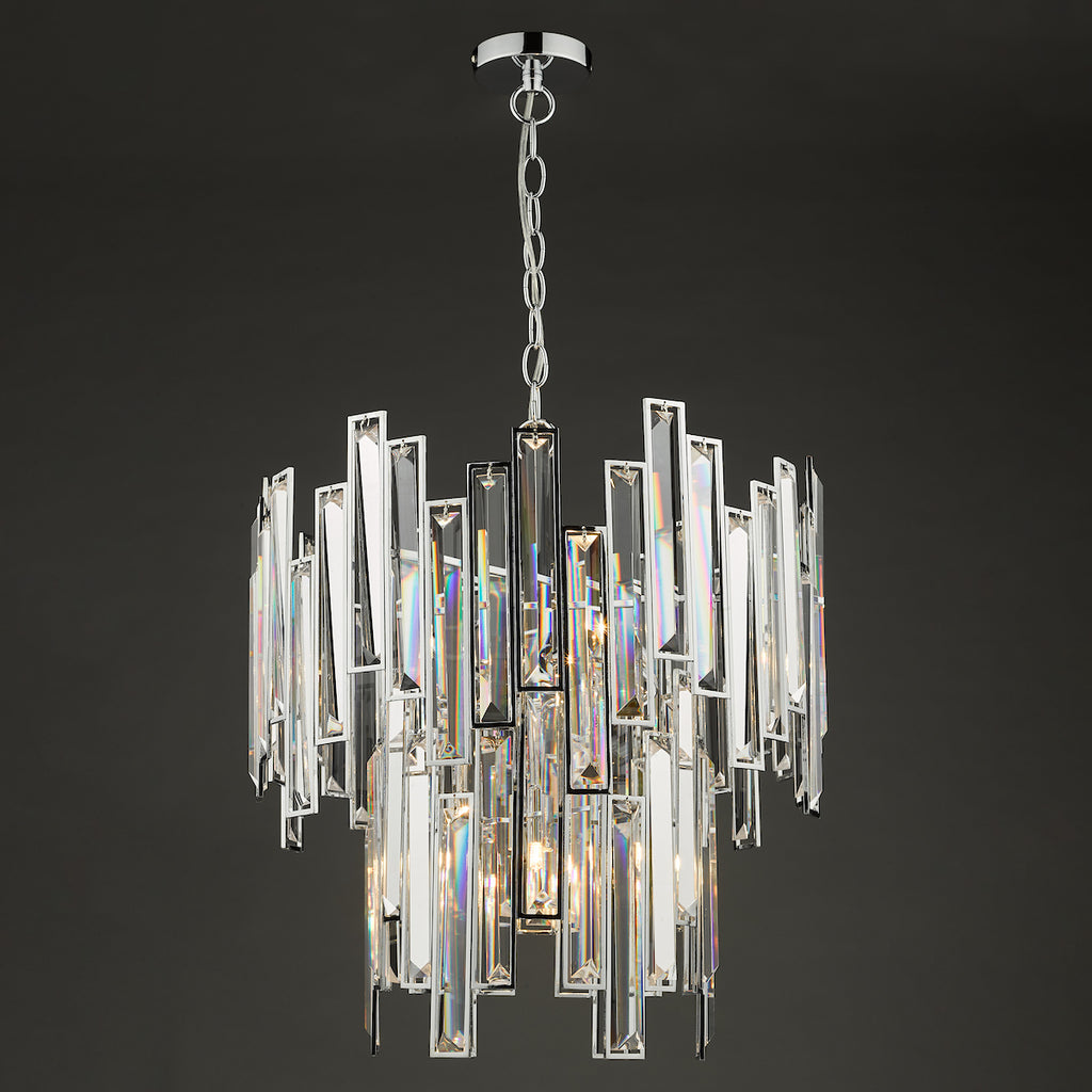 Penelope 6 Light Pendant Polished Chrome Clear Crystal<br>Polished Nickel