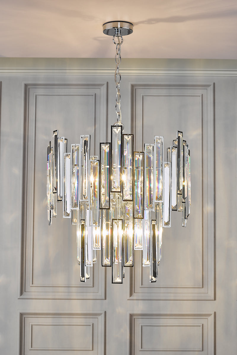 Penelope 6 Light Pendant Polished Chrome Clear Crystal<br>Polished Nickel