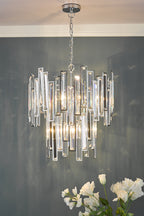 Penelope 6 Light Pendant Polished Chrome Clear Crystal<br>Polished Nickel