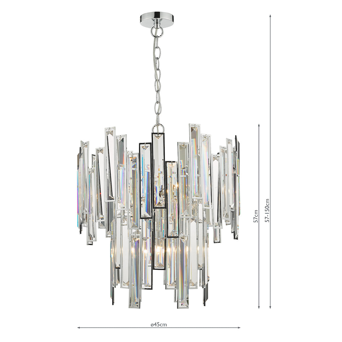 Penelope 6 Light Pendant Polished Chrome Clear Crystal<br>Polished Nickel