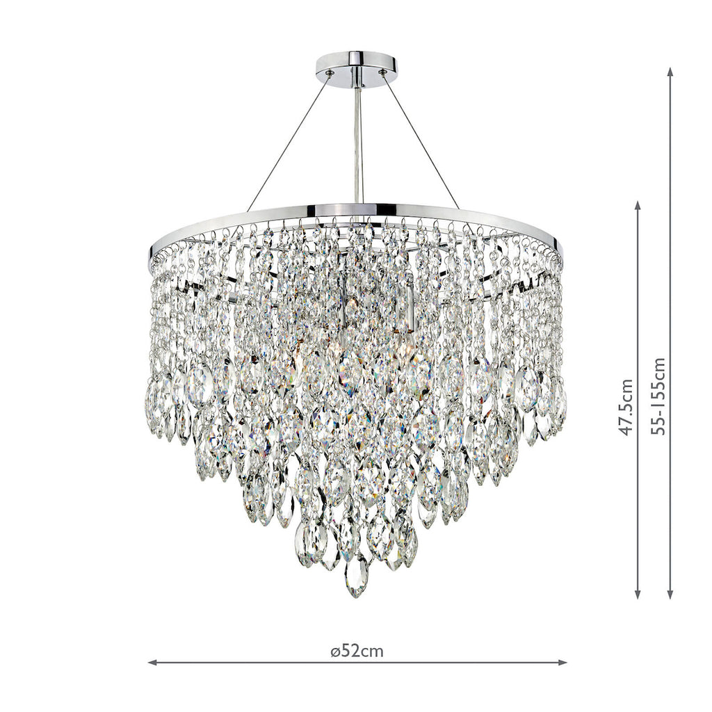 Pescara 5 Light Round Pendant Decorative Crystal<br>Crystal